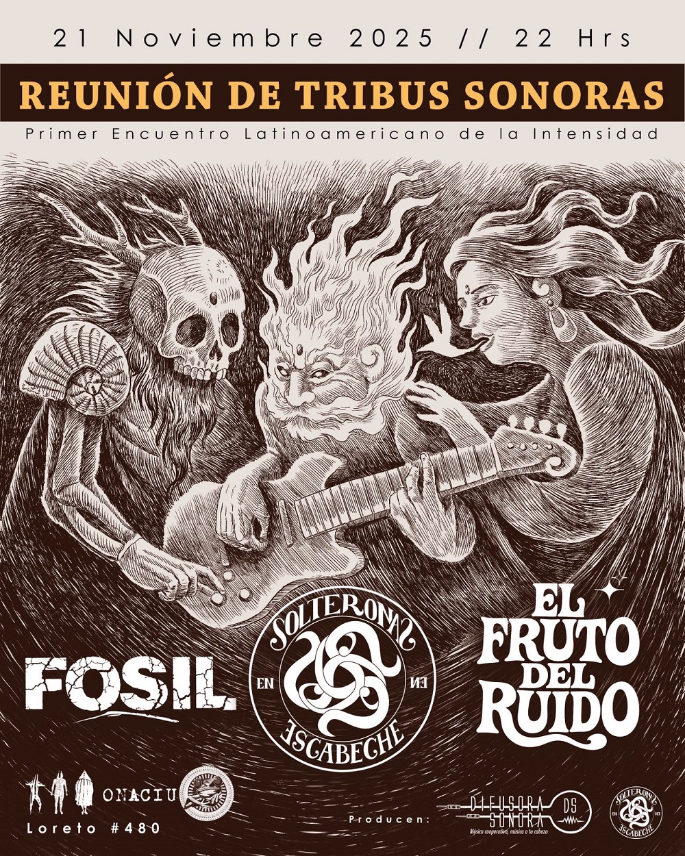 Tribus sonoras: Fósil + Solteronas en Escabeche + Daniela Gatica & El Fruto del Ruido